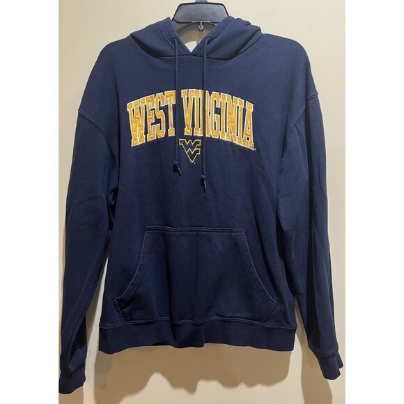 West Virginia “Mountaineers” Hoodie Sweatshirt ~ Sz Medium ~ Blue & Gold - Picture 1 of 6